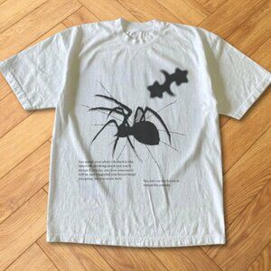 White  Y2K Spider Shadow Graphic Tee Dark Quote Aesthetic Shirt